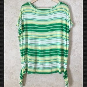 Charming Charlie Large Green And White Tie Top